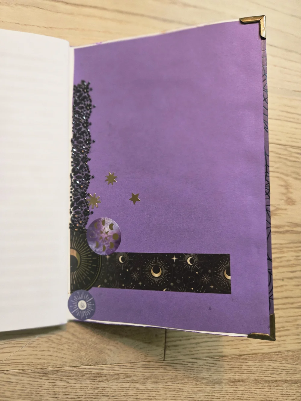 Hand Embellished Black Cat Journal & Scrapbook Kit | Celestial Purple